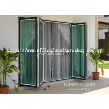 Multi Folding Door With 6mm Tempered Glass Door | Glass Contractor Shah Alam IPGFD-6 