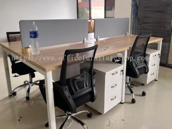 Office Furniture Batu Caves Office Workstation Table Cluster Of 4 Seater | Office Cubicle | Office Partition | Meja Pejabat