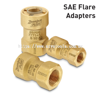 ZoomLock PUSH Fittings - SAE FLARE ADAPTERS : 1/4" INCH