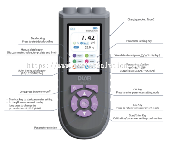 Portable pH/Cond/DO meter, DPCD10 DLAB