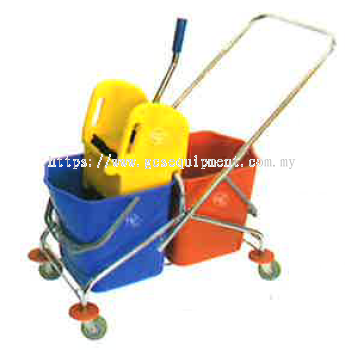 Double Bucket Wringer Trolleyc/w Chrome Steel Frame (DP)