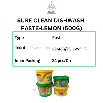 SURE CLEAN DISHWASH  PASTE-LEMON (500G)