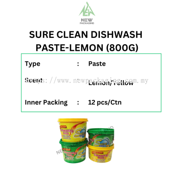 SURE CLEAN DISHWASH  PASTE-LEMON (800G)