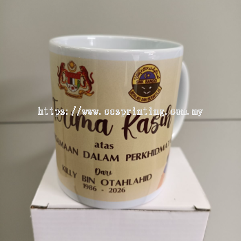Custom Glass Mug Printing Sublimation Sabah Kota Kinabalu Retirement Gift Souvenir CCS
