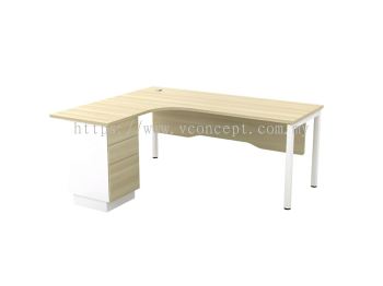 U leg-SWL1515-3D L Shape Office Table With 3 Drawer