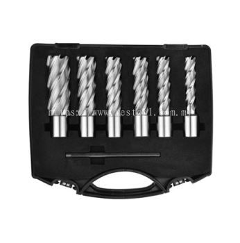 7Pc 50mm Depth Metric HSS Core Drill Kit In Plastic Box