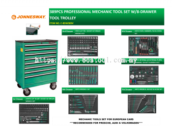 389PCS PROFESSIONAL MECHANIC TOOL SET W/8-DRAWER TOOL TROLLEY  ***RECOMMENDED FOR PROSCHE, AUDI & VOLKSWAGEN***