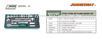 25PCS 1/2" DR. 6PT FLANK SOCKET SET P/N: S04H4125SP