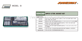 38PCS 1/2" DR. SOCKET SET P/N: S05H4238SP