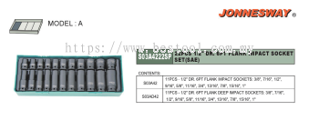 22PCS 1/2" DR. 6PT FLANK IMPACT SOCKET (SAE) P/N: S03A4222SP