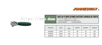 ANTI SLIP GRIP STUBBY RATCHET HANDLE 36 - TEETH P/N: R29B