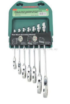 7PCS FLEXIBLE 72 TEETH RATCHETING COMBINATION WRENCH SET (MM) P/N: W66107S 