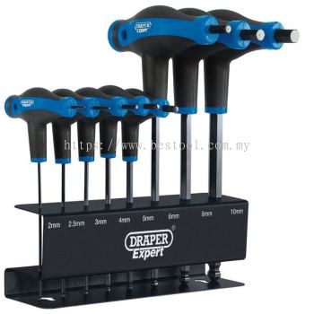 33873 - Draper Expert Soft Grip Metric Hex & Ball End T-Handle Key Set (8 Piece)