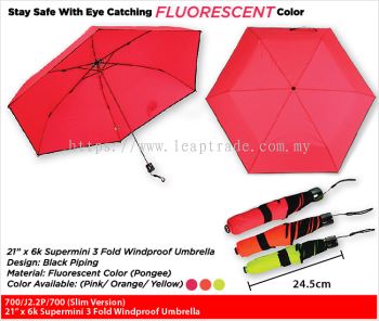 21" x 6k Supermini 3 Fold Windproof Umbrella