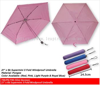 21" x 6k Supermini 3 Fold Windproof Umbrella