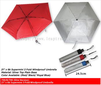 21" x 6k Supermini 3 Fold Windproof Umbrella