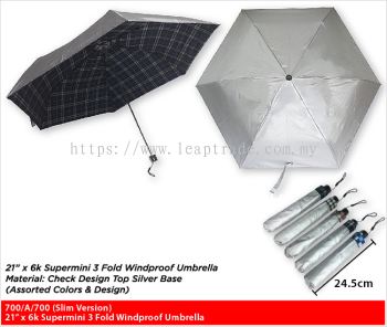 21" x 6k Supermini 3 Fold Windproof Umbrella