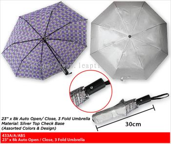 23" x 8k Auto Open/Close, 3 Fold Umbrella