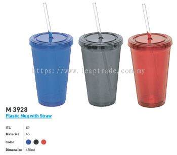 M 3928 Plastic Mug with Straw