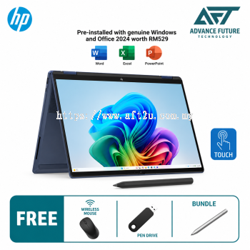 HP OmniBook X Flip 14-fb0030TU 14'' 2K AI Touch 2-In-1 Laptop Atmospheric Blue ( Intel Core Ultra 7 355 ,16GB, 512GB SSD, Intel, W11, H&S 2024&M365 )