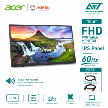 Acer AOPEN 16PM1QJ 15.6'' FHD IPS 60Hz Portable Monitor ( Speaker, mini HDMI, 2x USB-C, 3 Years Warranty )
