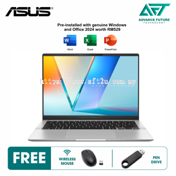 Asus VivoBook S 14 OLED S5406S-ASLSF322WSP 14" WUXGA Laptop Cool Silver ( Intel Core Ultra 5 226V, 16GB, 512GB SSD, Intel, W11, H&S 2024&M365 )