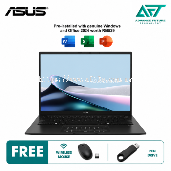 Asus Zenbook 14 OLED UM3406G-AQD430WS 14" WUXGA Laptop Jade Black ( AMD Ryzen AI 5 430, 16GB, 512GB SSD, ATI, W11, H&S 2024&M365 )