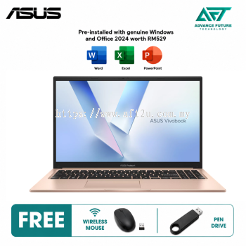 Asus VivoBook 15 A1504V-ABQ170WSP 15.6" FHD Laptop Terra Cotta ( Intel Core 5 120U, 8GB, 512GB, Intel, W11, H&S 2024&M365 )