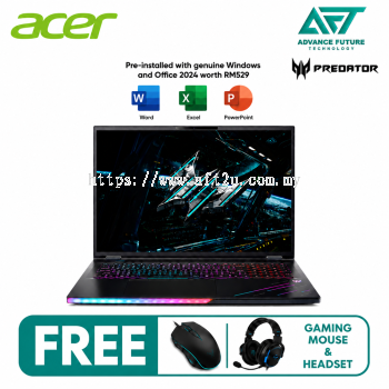 Acer Predator Helios 18 AI PH18-I71-92V8 18'' WQUXGA 120Hz Gaming Laptop Black ( Intel Core Ultra 9 290HX Plus, 32GB, 1TB SSD, RTX5080, W11, H&S 2024&M365 )