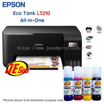 Epson L3210 Printer with Je Sub Ink - Sticker &amp; Tshirt A4 Printer - Anti UV , Waterproof Ink - Scan, Copy, Print Function