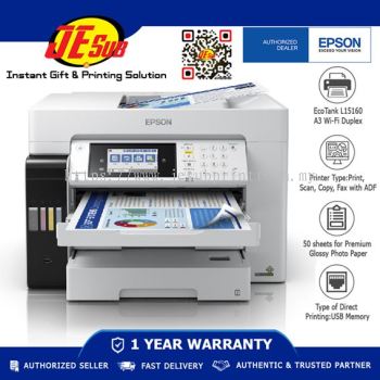 Epson EcoTank L15160 A3 Wi-Fi Duplex All-in-One Ink Tank Printer - CMYK Full Pigment Ink with 1 year warranty