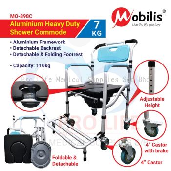 Mobilis Aluminium Heavy Duty Shower Commode & Shower Chair MO 898C Kerusi komod / Tandas