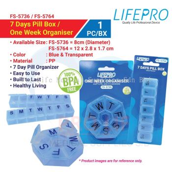 LIFEPRO 7 Days Pill Box / One Week Organiser (FS-5736 / FS-5764)