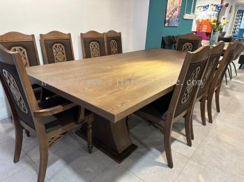 IJIA Large Brown Dining Table With Nine Chairs