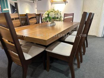 IJIA Large Modern Brown Thick Wood Dining Table 