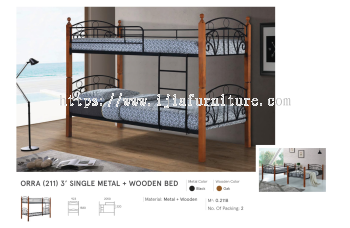 Orra (211) 3' Single Metal + Wooden Bed