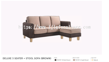 Deluxe 3 Seater + Stool Sofa (Brown)