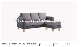 Deluxe 3 Seater + Stool Sofa (Grey)