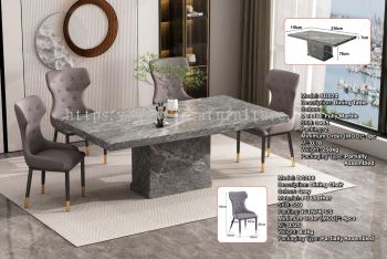 Fully Marble Dining Table - SG024 | PU Leather Dining Chair - DC266