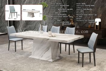 Fully Marble Dining Table - S026 | Dining Chair - DC221