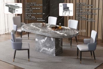 Fully Marble Dining Table - GLC031 | Dining Chair DC602