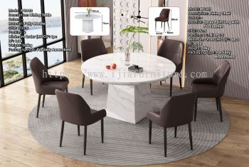 Fully Marble Dining Table - PC003 | Dining Chair - DC411