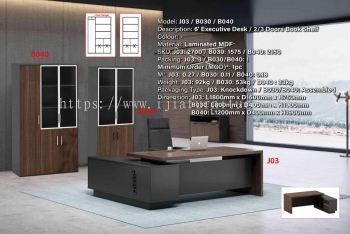 6' Executive Desk | 2/3 Doors Book Shelf - J03 / B030 / B040