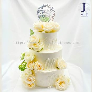3 Tiers | Dream Wedding | White Roses | Wedding Cake