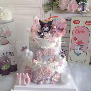 Kuromi & Melody Cake | Girls Cake | Kids Cake | 2 Tiers Birthday Cake