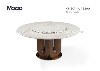 Mozzo YT-801-UP8200 White Circular Marble Stone Dining Table