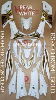 HONDA RSX150 CHROME GOLD BODY COVER SET WITH SIAP STICKER TANAM 2K CLEAR -  PEARL WHITE