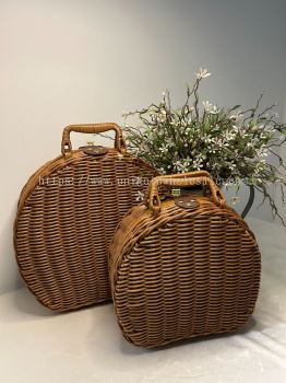 Semicircle Rattan Box [BOX ONLY] Imitation Moon Woven Basket GIFT BOX Portable Woven Basket