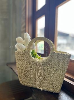 ING Beach Bag Rattan Tote Bag Women's Handmade Straw Woven Bag  Large-Capacity