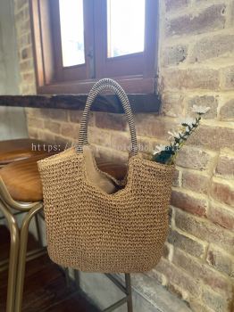 INS Straw bag Woven Tote  Beach Vacation Bag Handbag Large-Capacity Straw Mat Handmade Bag